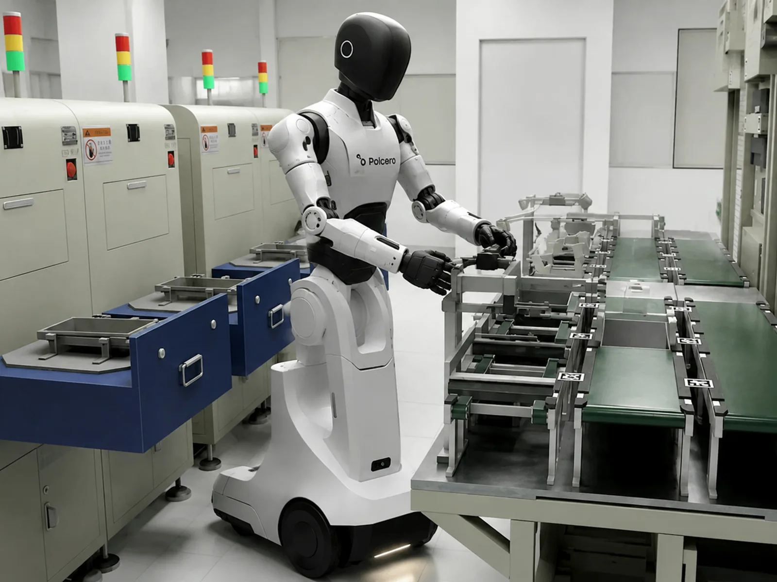 POLCERO humanoid robot at an industrial station